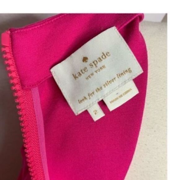 Kate Spade Women’s Size 2 Keri Shift Mini Dress Pink Ponte Stretch Split Neck - Picture 12 of 12